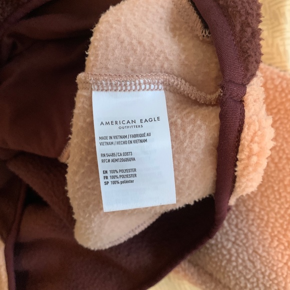 American Eagle Fuzzy Fleece Quarter Zip Hoodie | Pink and Magenta | Size XS - Picture 4 of 4